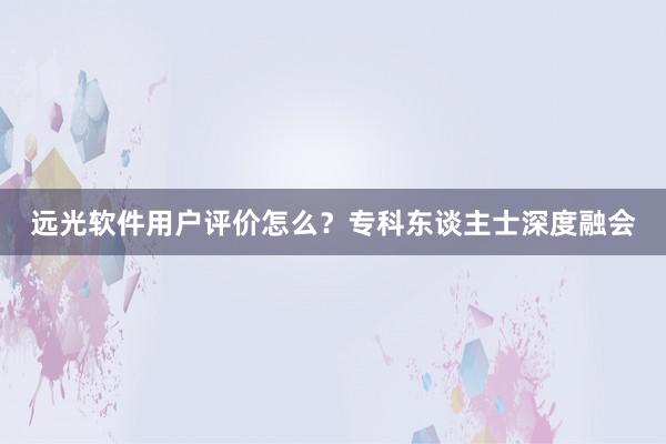 远光软件用户评价怎么？专科东谈主士深度融会